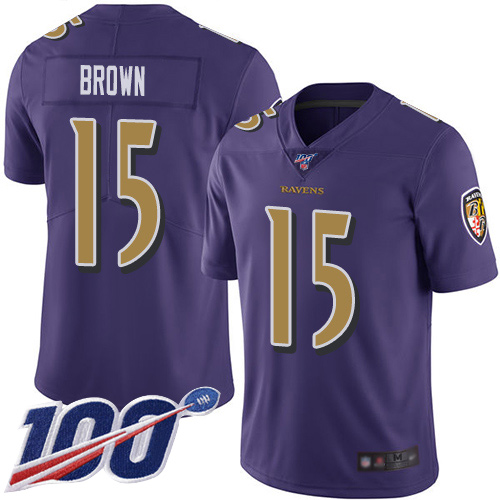 Baltimore Ravens Limited Purple Men Marquise Brown Jersey NFL Football #15 100th Season Rush Vapor Untouchable